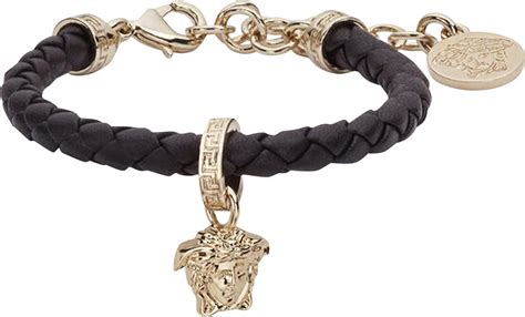 versace braided leather charm bracelet.